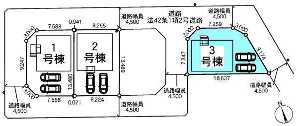 岡崎市中島町新築戸建全3棟3号棟(区画図)