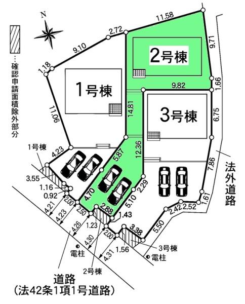 豊明市沓掛町新築戸建全3棟2号棟(区画図)