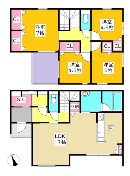 豊田市広川町新築戸建全4棟4号地(間取り)