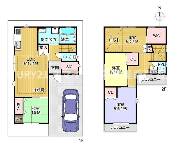 寝屋川市石津中町の中古一戸建て(間取り)