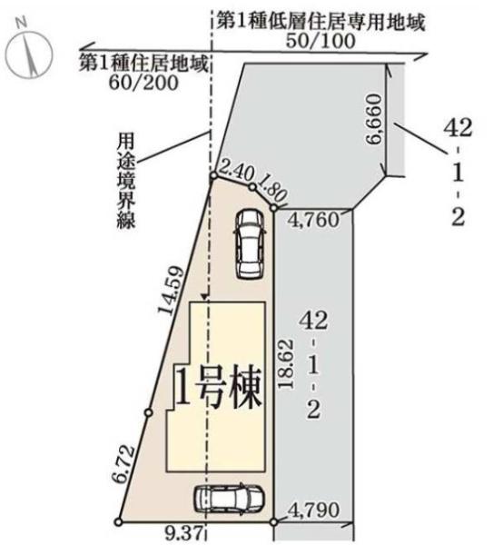 枚方市出口4丁目の新築一戸建(区画図)