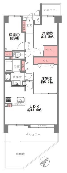 オークヒルズ香里弐番館(間取り)