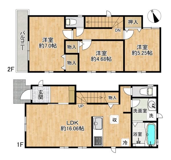 垂水区桃山台3丁目 新築戸建2号棟(間取り)