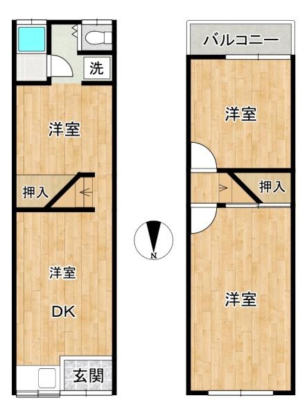 枚方市松丘町の中古テラスハウス