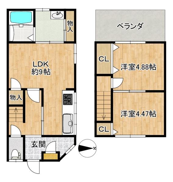 東大阪市下六万寺町3丁目の中古テラスハウス