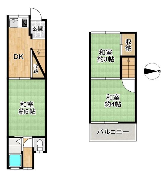 東大阪市六万寺町２丁目の中古テラスハウス