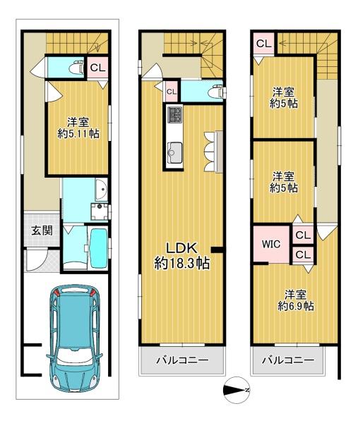 東大阪市足代３丁目の新築一戸建