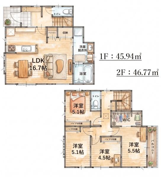 粕屋町内橋東1丁目3期新築戸建(3号棟)