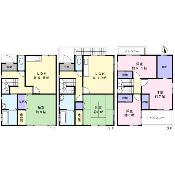 大手ハウスメーカー施工 3階建て二世帯中古住宅