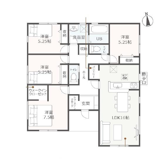 袋井市豊沢　新築全5棟　2号棟（平屋）