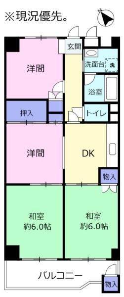 エクセレント村松Ｂ棟　南面開けた３階カド部屋