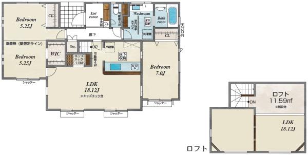 豊川市伊奈町慶応　新築全2棟　1号棟平屋