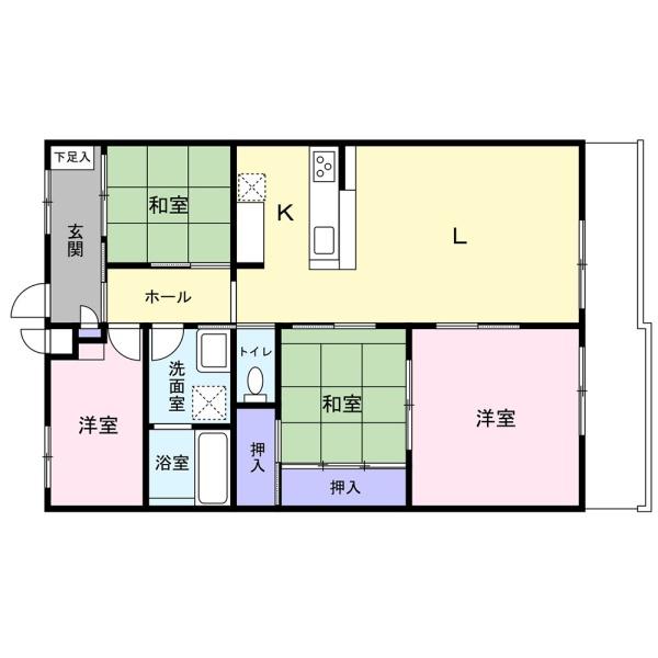 羽根井中古マンション ヴィンテージ溢れる空間です(間取り)
