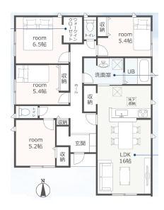 豊川市伊奈町佐脇原　第2期　新築全2棟　1号棟（平屋建て）