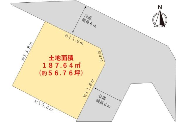 焼津市八楠　角地　約５６坪　更地でのお渡し