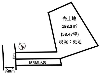 御所市元町建築条件無し売土地400万円