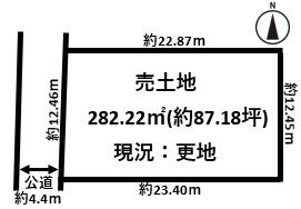 大和高田市市場建築条件無し売土地約87坪