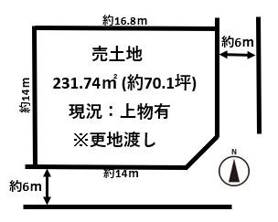 葛城市兵家南東角地・建築条件無し売土地約70坪