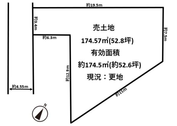 斑鳩町龍田西6丁目建築条件無し売土地約52坪売土地
