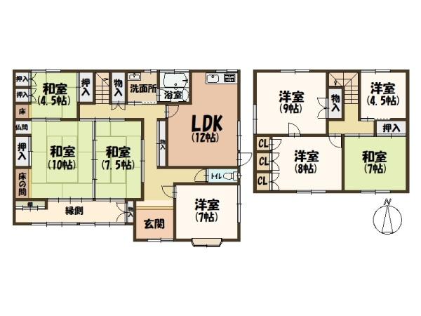 平群町平等寺畑別途土地付き8LDK・オール電化住宅