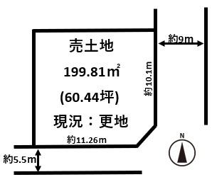平群町若葉台3丁目南東角地・建築条件無し売土地約60坪