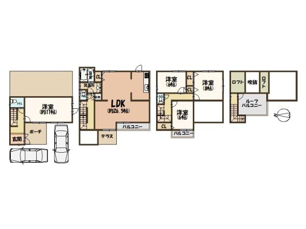 河合町彩りの社LDK約26.5帖H18年築中古戸建