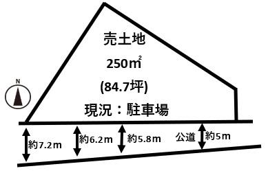 河合町川合建築条件無し売土地約84坪・南向き