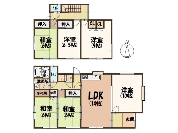 河合町西山台6LDK・駐車2台可能・駅より徒歩5分
