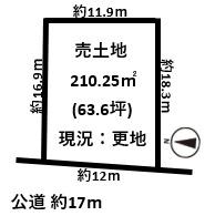 平群町若葉台5丁目建築条件無し売土地約63坪