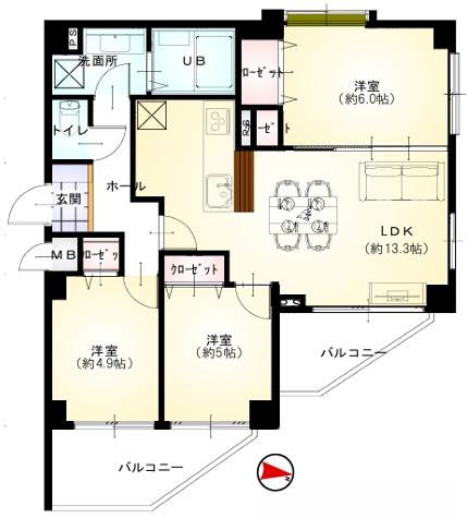 ダイアパレス若葉弐番館　２階