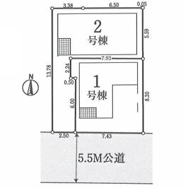 所沢市緑町 新築全2棟 1号棟(区画図)