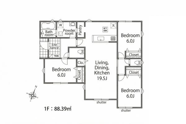 坂戸鶴舞1丁目第1期　新築平屋建て