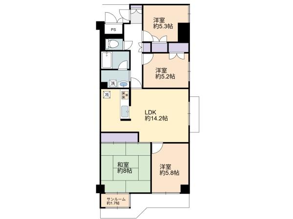 エバーグリーン狭山台　3階　角部屋