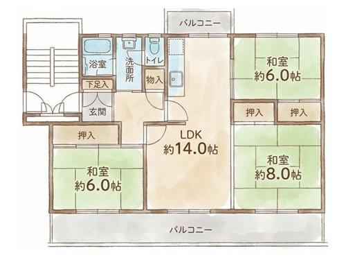 狭山台団地5街区　10号棟　4階