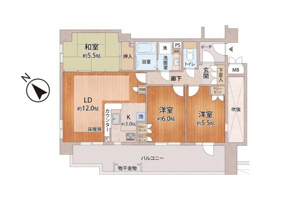 スプランドゥール新狭山　３階角部屋