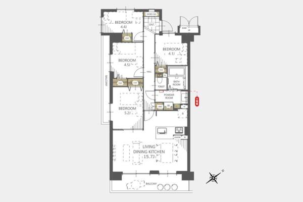 エステスクエア武蔵藤沢２弐番館　３階角部屋