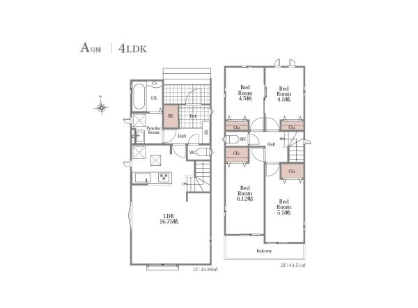 所沢市中新井３丁目８８５番　新築全２棟　Ａ号棟