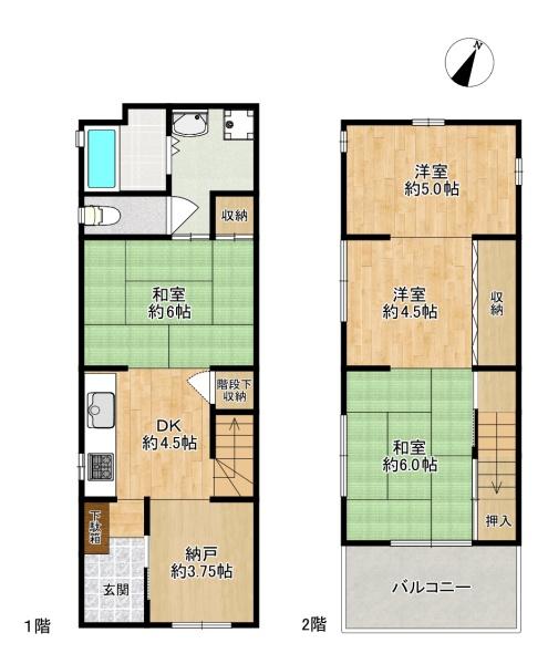 大阪市東淀川区北江口２丁目の中古テラスハウス