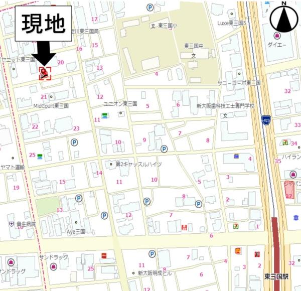 淀川区東三国６丁目　建築条件なし　売土地