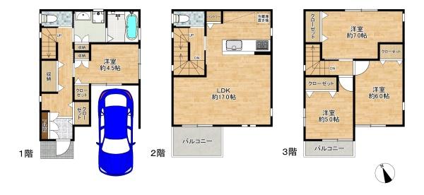 大阪市東淀川区上新庄３丁目の中古一戸建て