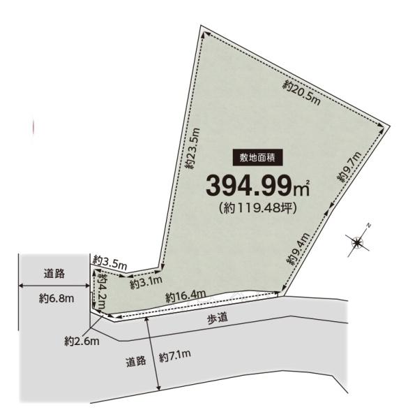 吹田市尺谷　建築条件無し　売り土地