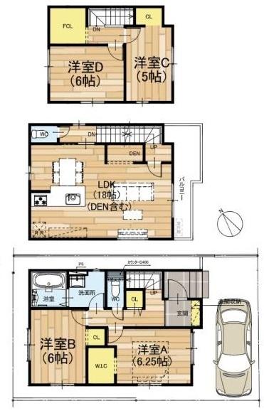 摂津市千里丘東5丁目 新築戸建 1号地(間取り)