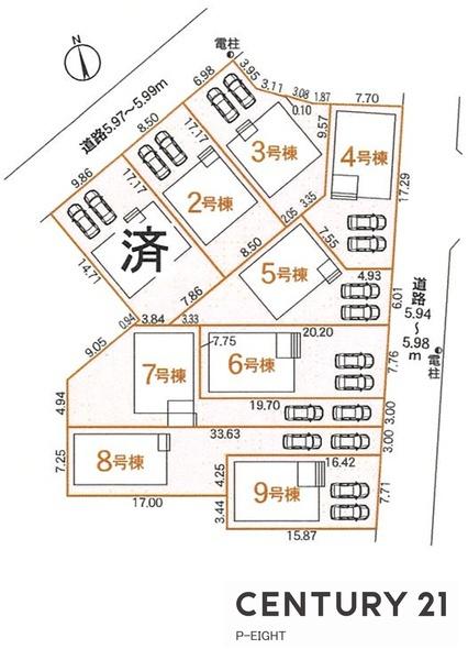 春日井市大留町5丁目の新築一戸建(区画図)