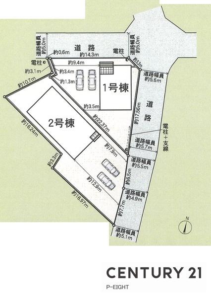 稲沢市一色道上町の新築一戸建(区画図)