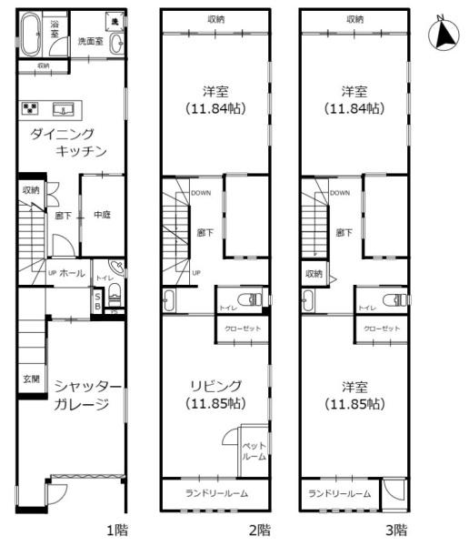 電動シャッターガレージ付き戸建　守山区守牧町