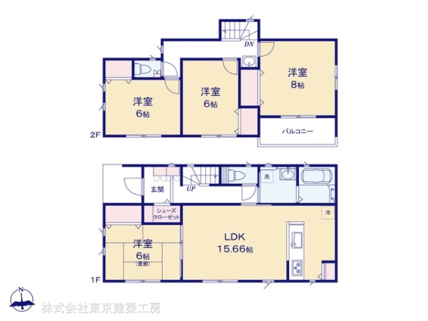 船橋市二和西5丁目の新築一戸建(間取り)