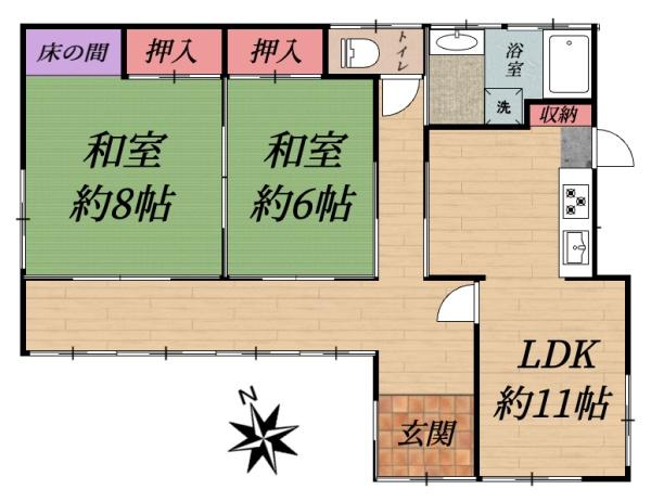 成田市松崎の平屋建て