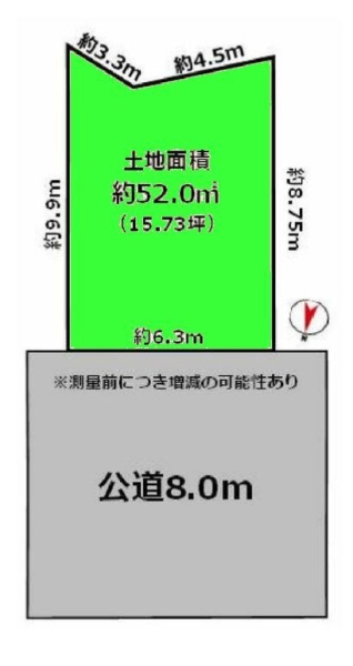 座間市相武台3丁目　建築条件なし売地