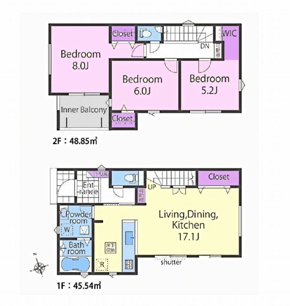 綾瀬市寺尾本町3丁目 新築戸建 全8区画 4号棟(間取り)