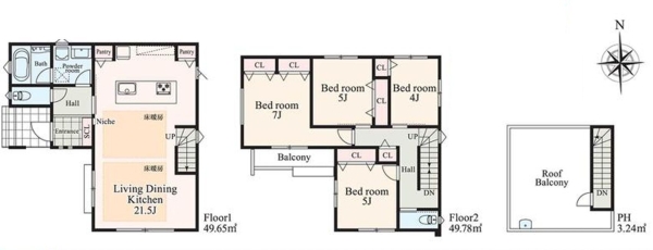 横浜市瀬谷区瀬谷5丁目 新築戸建 全5棟 1号棟